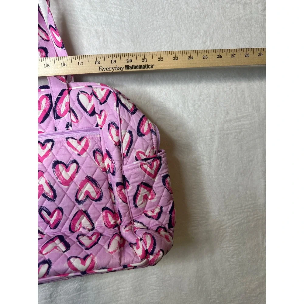 NWT Vera Bradley Baby Bag Quilted Cotton Diaper Bag Lavender Pink Painted Hearts
